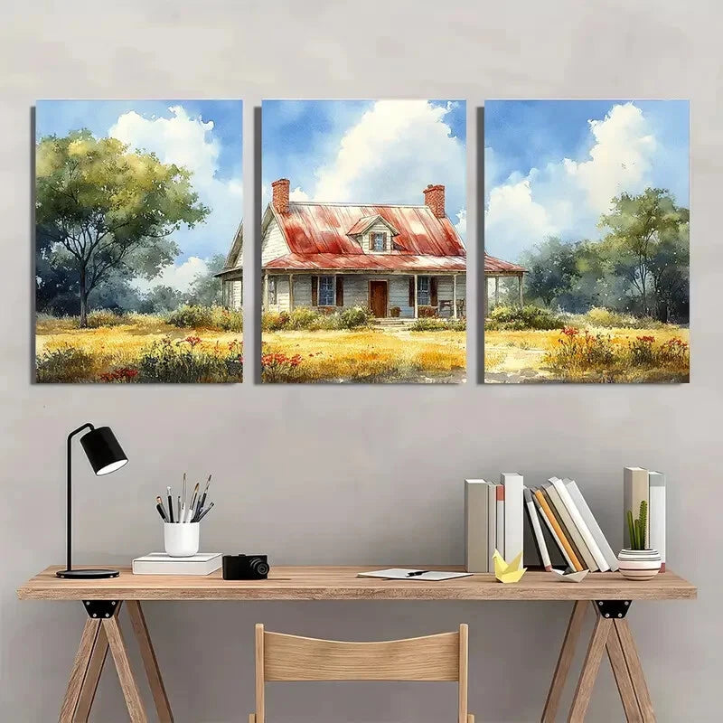 3pcs Vintage Rustic Farmhouse Metal Print Ready to Hang Art - Bella Home Decor