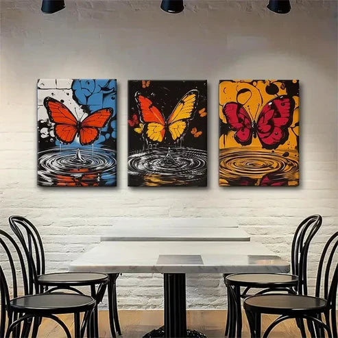 3pcs Colorful Abstract Butterfly Designs Perfect Wall Art Canvas Unframed - High Quality Print 100% Australian Made Wall Canvas