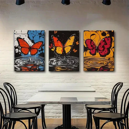 3pcs Colorful Abstract Butterfly Designs Perfect Wall Art Canvas Unframed - High Quality Print 100% Australian Made Wall Canvas