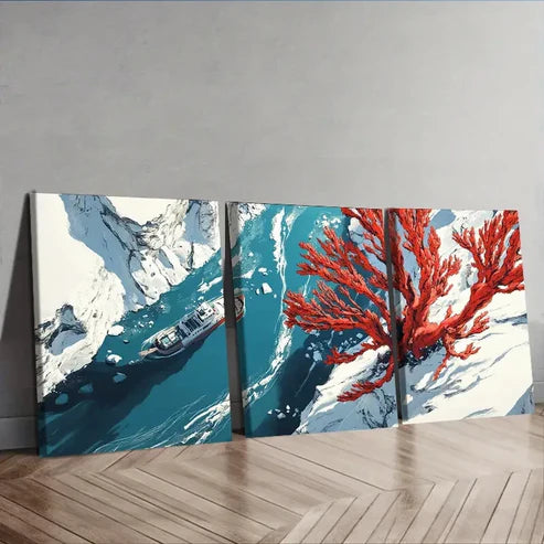 3pcs Coral trees and rivers Canvas Wall Art Canvas Unframed - High Quality Print 100% Australian Made Wall Canvas - Bella Home Decor