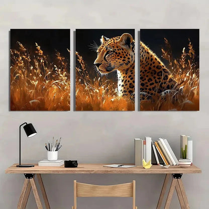 3pcs Leopard Modern Wildlife Animal Metal Print Ready to Hang Art - Bella Home Decor