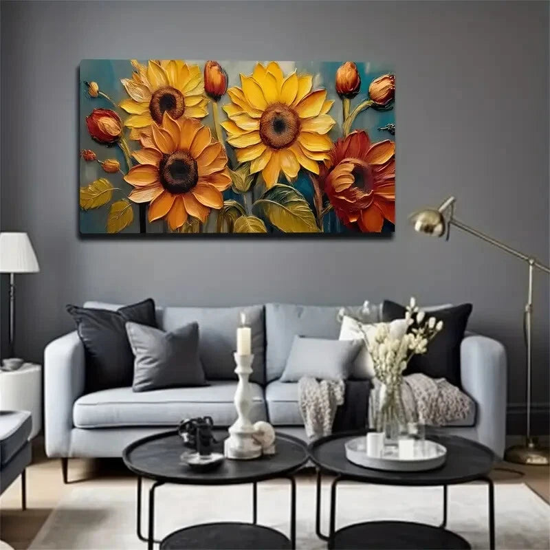 Yellow Main Body Is Sunflower Wall Art Canvas Office Home Room Framed 120x60cm - Bella Home Decor