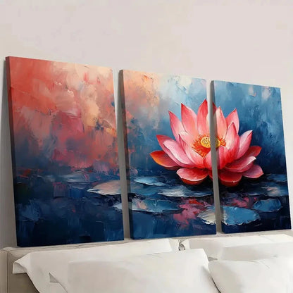 3pcs Lotus Flower  Luxury Art  LA     Wall Art Set Canvas Framed 60x90cm - High Quality Print 100% Australian Made Wall Canvas Ready to Hang - Bella Home Decor