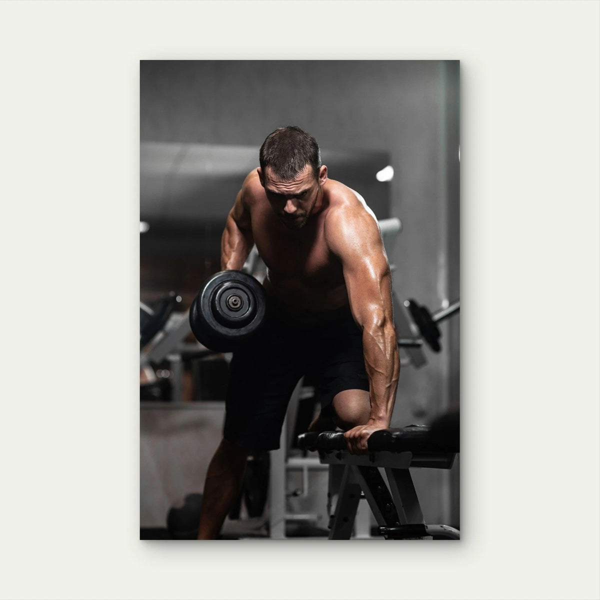 Heavy Dumbbell Row 5mm thick Plastic Poster Ready to Hang 90x60cm