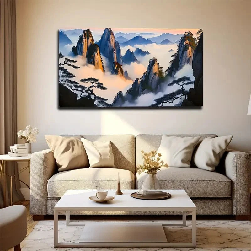 Mountain China Magical Wall Art Canvas Office Home Room Framed 120x60cm