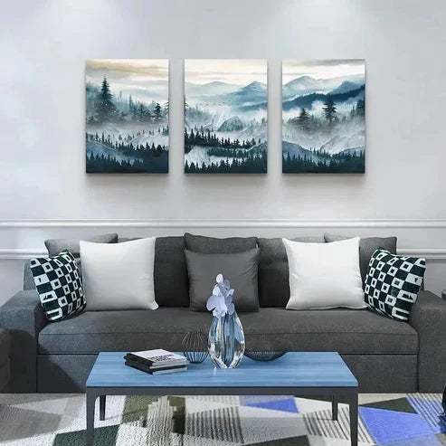 3pcs Misty Mountain Forest Wall Wall Art Canvas Unframed - High Quality Print 100% Australian Made Wall Canvas