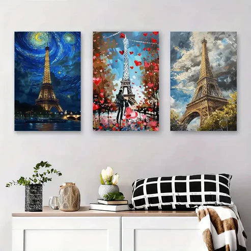 3pcs Eiffel Tower Romantic Parisian EP Wall Art Canvas Unframed – High Quality Print 100% Australian Made Wall Canvas - Bella Home Decor
