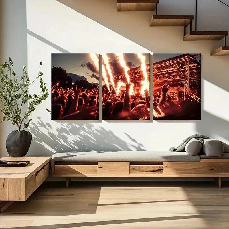 3pcs Band Performance Scene Decoration Wall Art Set Canvas Framed 40x60cm - High Quality Print 100% Australian Made Wall Canvas Ready to Hang - Bella Home Decor
