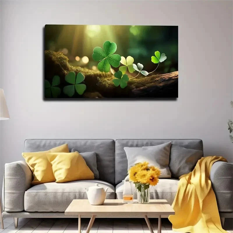 Romantic Four-Leaf Clovers Wall Art Canvas Office Home Room Framed 120x60cm
