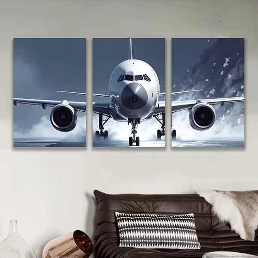 3pcs Large Jetliners Fly By Metal Print Ready to Hang Art