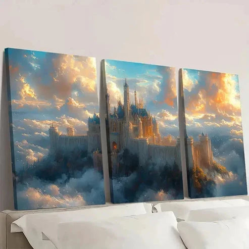 3pcs Sky Castle Mystical Realm Wall Art Canvas Unframed - High Quality Print 100% Australian Made Wall Canvas - Bella Home Decor