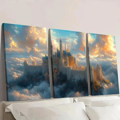3pcs Sky Castle Mystical Realm Wall Art Canvas Unframed - High Quality Print 100% Australian Made Wall Canvas - Bella Home Decor