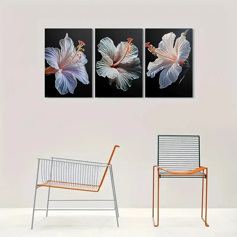 3pcs Abstract Flower Elegant Painting Metal Print Ready to Hang Art - Bella Home Decor