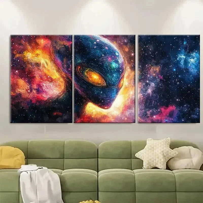 3pcs Digital Abstract Alien EO  Wall Art Set Canvas Framed 60x90cm - High Quality Print 100% Australian Made Wall Canvas Ready to Hang - Bella Home Decor