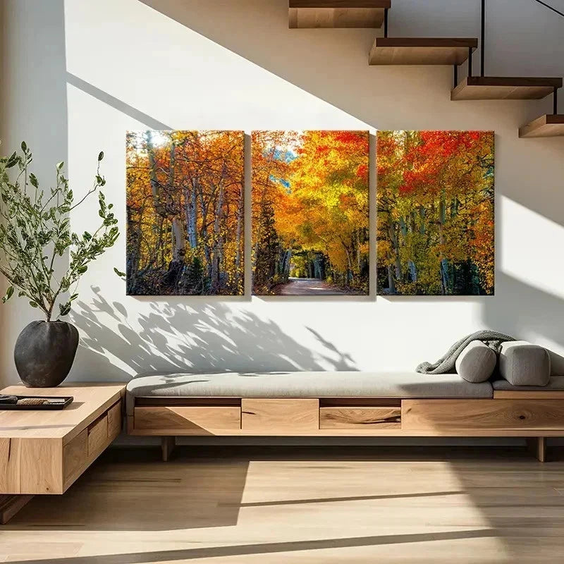 3pcs Autumn Nature Landscape Golden Birch Tree Wall Art Set Canvas Framed 40x60cm - High Quality Print 100% Australian Made Wall Canvas Ready to Hang - Bella Home Decor