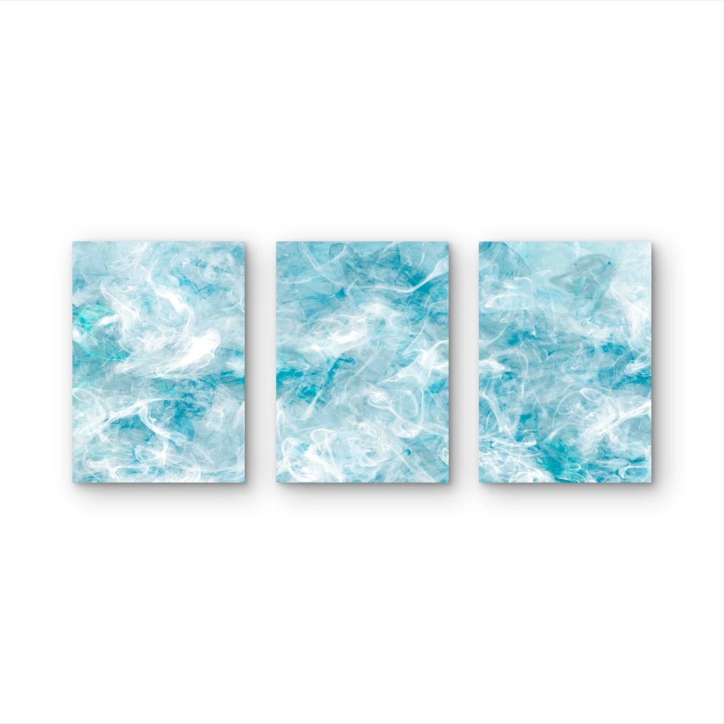 3pcs Smoke Texture Blue Abstract Design Metal Print Ready to Hang Art