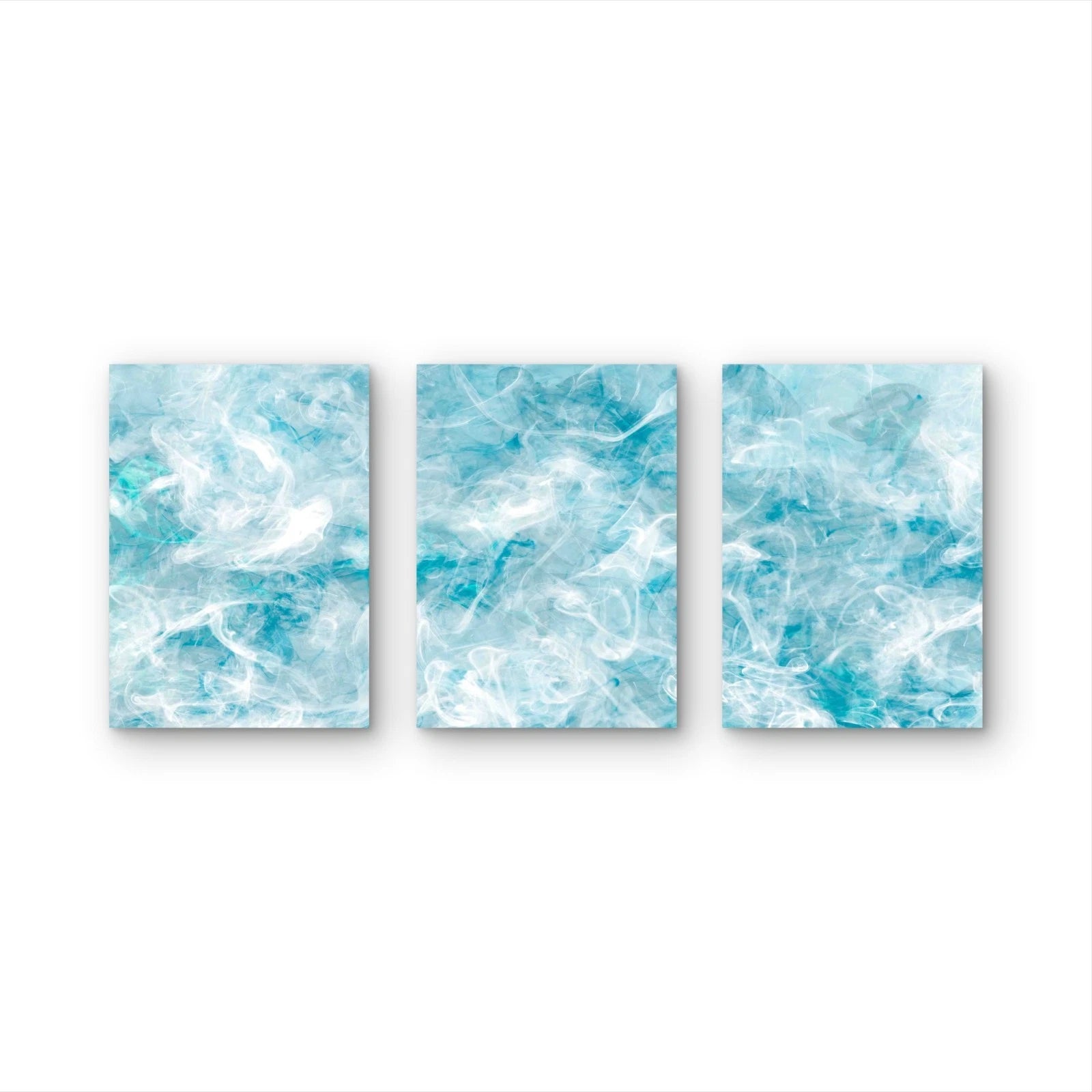 3pcs Smoke Texture Blue Abstract Design Metal Print Ready to Hang Art