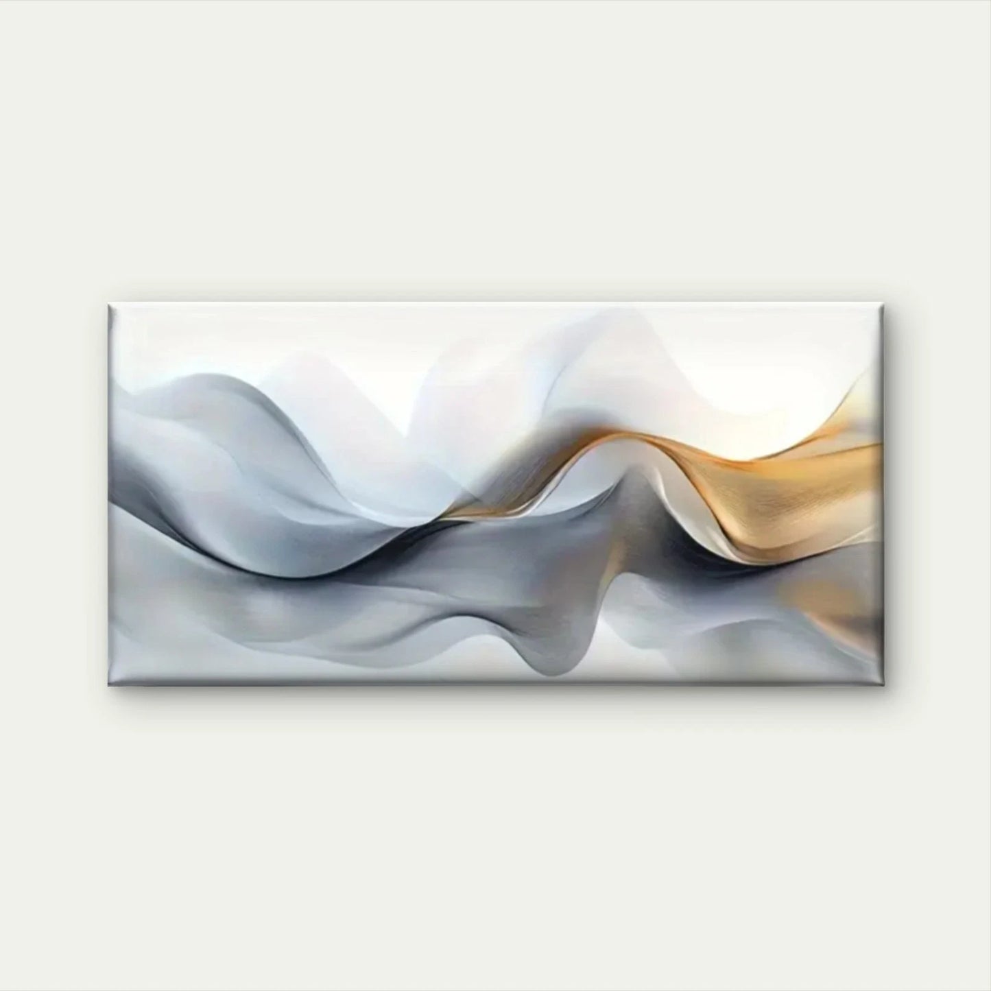 White & Golden Swirling Design Wall Art Canvas Office Home Room Framed 120x60cm