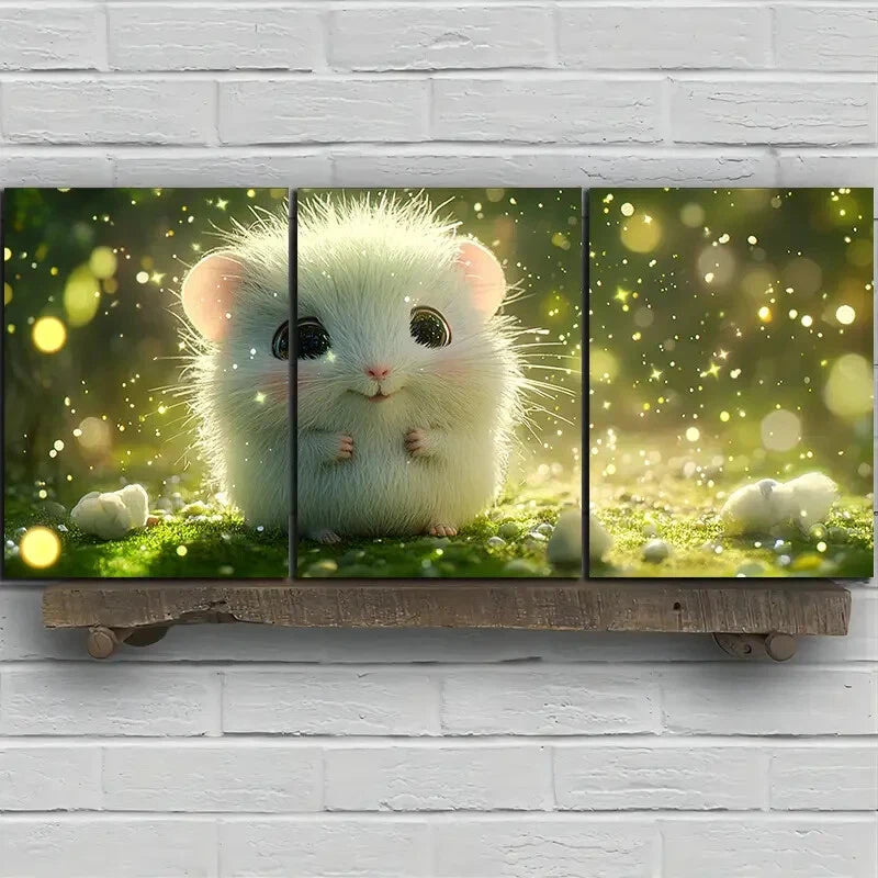 3pcs Beautiful Hamster Painting Metal Print Ready to Hang Art - Bella Home Decor