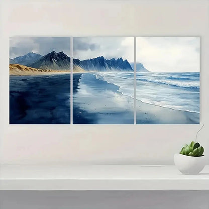 3pcs Watercolor Landscape Travel Poster Metal Print Ready to Hang Art - Bella Home Decor