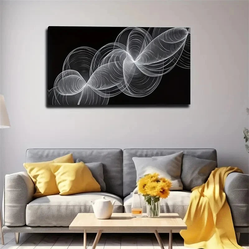 Abstract Entwined Lines Perfect Wall Art Canvas Office Home Room Framed 120x60cm
