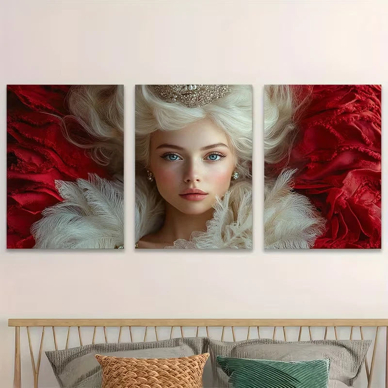 3pcs Her Royal Highness Wears A Crown  Wall Art Set Canvas Framed 50x70cm - High Quality Print 100% Australian Made Wall Canvas Ready to Hang