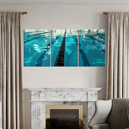 3pcs Abstract Swimming Pool Water Sports Art Metal Print Ready to Hang Art - Bella Home Decor