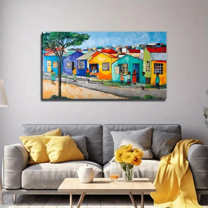 Vibrant African-Inspired Color Wall Art Canvas Office Home Room Framed 120x60cm