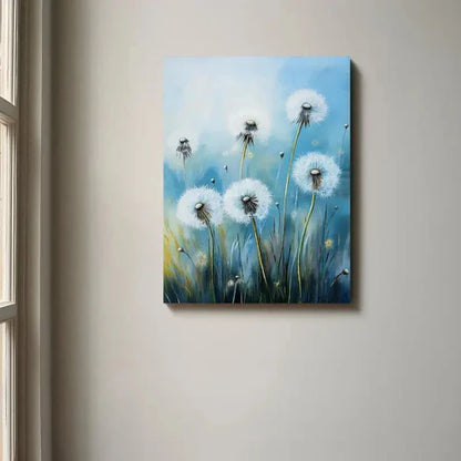 Beautiful Abstract Floral Vibrant Dandelion Painting 60x90cm Metal Print Ready to Hang