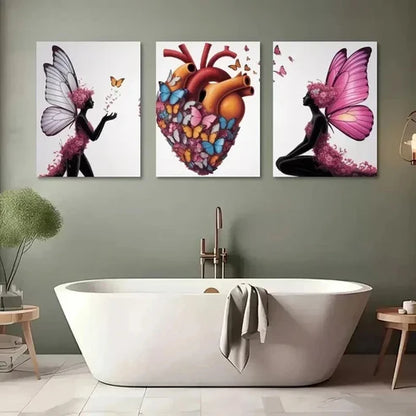 3pcs Butterfly Fairy Canvas Wall Art Canvas Unframed - High Quality Print 100% Australian Made Wall Canvas - Bella Home Decor