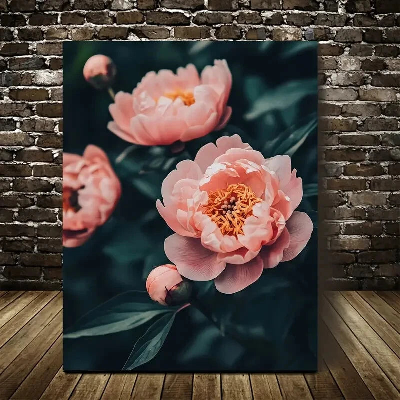 Beautiful Vibrant Pink Peonies Floral Painting 40x60cm Metal Print Ready to Hang - Bella Home Decor