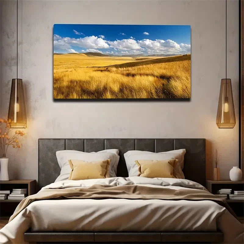 Autumn Grassland Suitable Wall Art Canvas Office Home Room Framed 120x60cm
