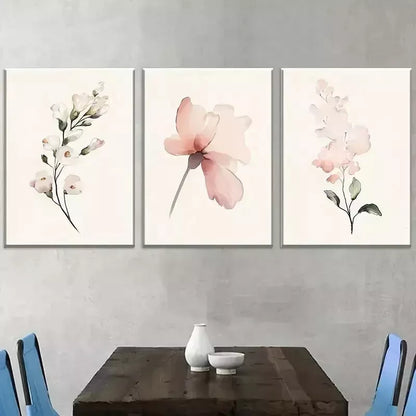 3pcs Modern Floral Pink Peonies White Flowers Wall Art Set Canvas Framed 40x60cm - High Quality Print 100% Australian Made Wall Canvas Ready to Hang - Bella Home Decor
