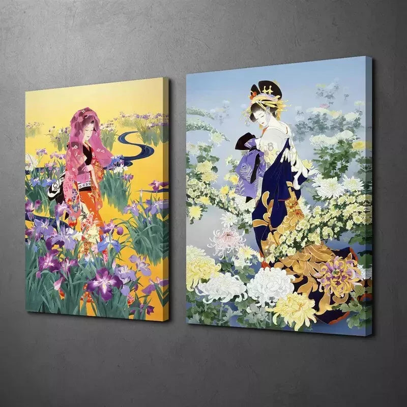 2pcs Plants And Flowers, Natural Landscape, Japanese Art Canvas Framed 50x75cm - High Quality Print 100% Australian Made Wall Canvas Ready to Hang - Bella Home Decor