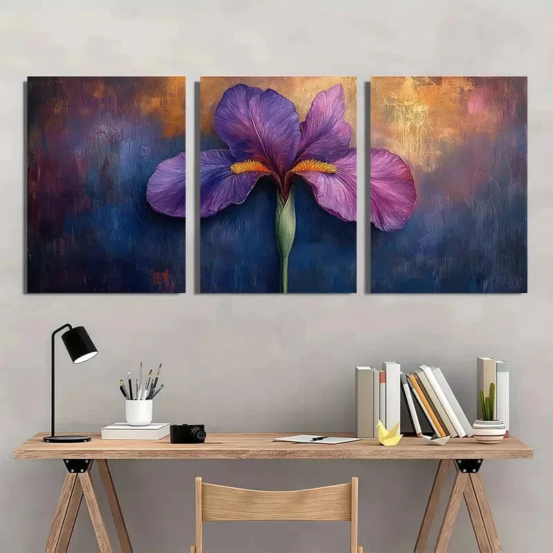 3pcs Iris Painting Print Green Art Metal Print Ready to Hang Art - Bella Home Decor