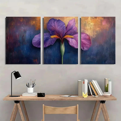 3pcs Iris Painting Print Green Art Metal Print Ready to Hang Art - Bella Home Decor