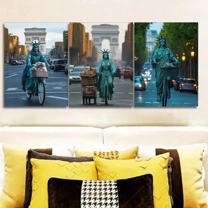 3pcs Goddess cycling In The Streets Wall Art Canvas Unframed - High Quality Print 100% Australian Made Wall Canvas - Bella Home Decor