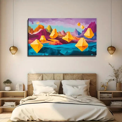 Abstract Floating Yellow Stones Wall Art Canvas Office Home Room Framed 120x60cm