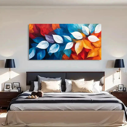 Abstract Colorful Leaves Modern Wall Art Canvas Office Home Room Framed 120x60cm - Bella Home Decor