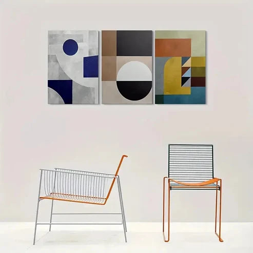 3pcs Geometric Pattern Colourful Yellow  Wall Art Set Canvas Unframed - High Quality Print 100% Australian Made Wall Canvas - Bella Home Decor