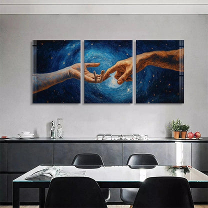 3pcs Cosmic Hand Touch Stars and Rotating Metal Print Ready to Hang Art - Bella Home Decor