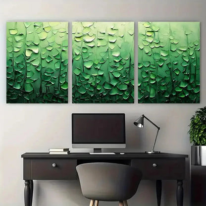 3pcs Green Abstract Textured Nature Forest Metal Print Ready to Hang Art - Bella Home Decor