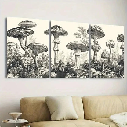 3pcs Enchanted Forest Mushroom Canopy Wall Art Set Canvas Unframed - High Quality Print 100% Australian Made Wall Canvas
