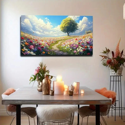 Lush Greenery Serene Blue Sky Wall Art Canvas Office Home Room Framed 120x60cm - Bella Home Decor