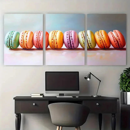 3pcs Vibrant Macaroons Food Illustration Metal Print Ready to Hang Art - Bella Home Decor