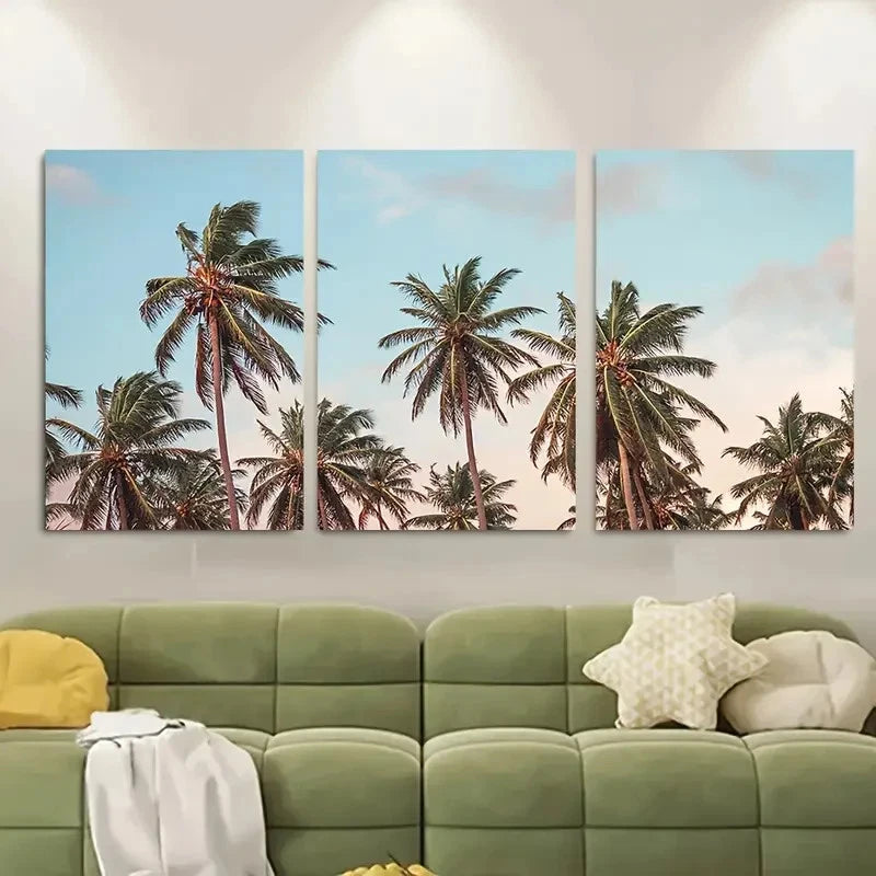 3pcs Palm Trees Metal Print Ready to Hang Art