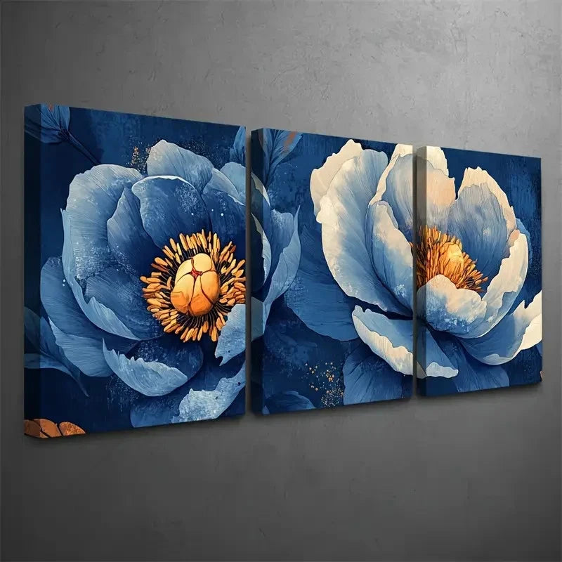 3pcs Digital Illustration of Summer Peonies    Wall Art Canvas  Framed 60x90cm - High Quality Print 100% Australian Made Wall Canvas Ready to Hang - Bella Home Decor
