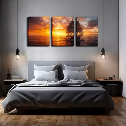 3pcs Vibrant Seascape Painting Wall Art Canvas Unframed - High Quality Print 100% Australian Made Wall Canvas