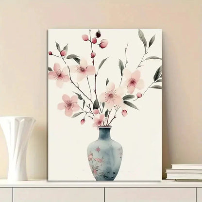 Style of Watercolor Painting, Peach Blossoms And Plum 40x60cm Metal Print Ready to Hang