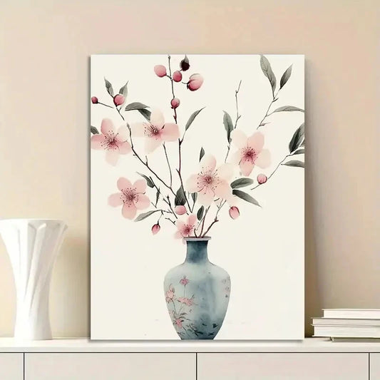 Style of Watercolor Painting, Peach Blossoms And Plum 40x60cm Metal Print Ready to Hang